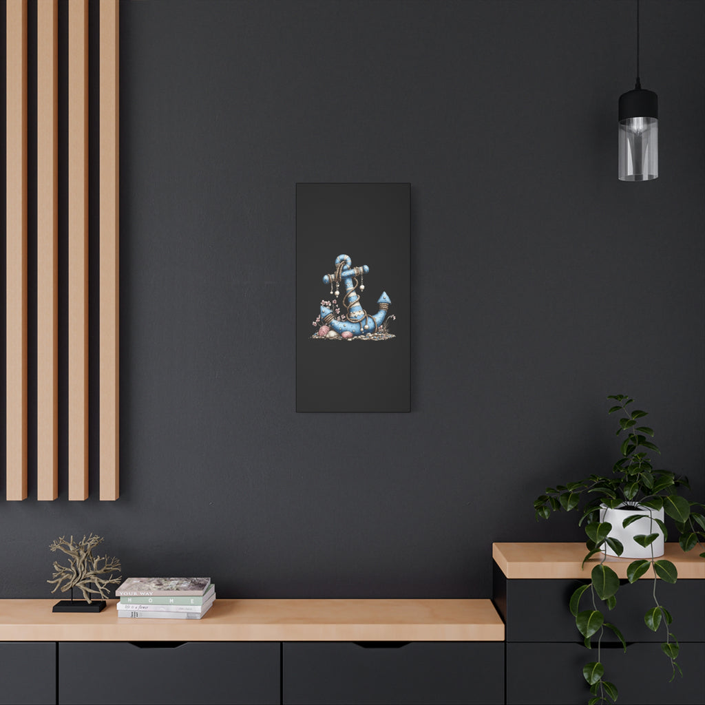 Nautical Blue Anchor Canvas Art — Coastal Wall Decor