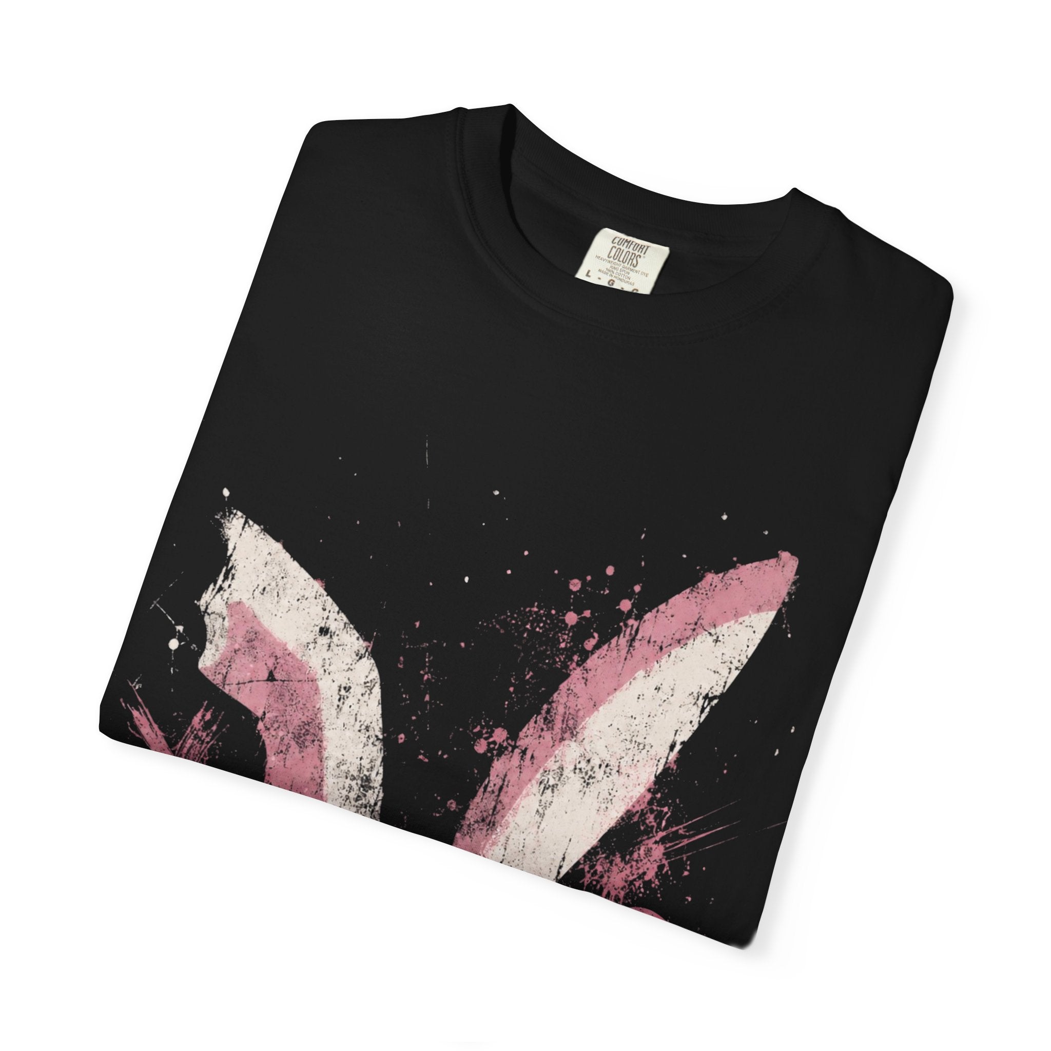 Skull Bunny Graphic T-Shirt — Grunge Pink Rabbit Skull Tee