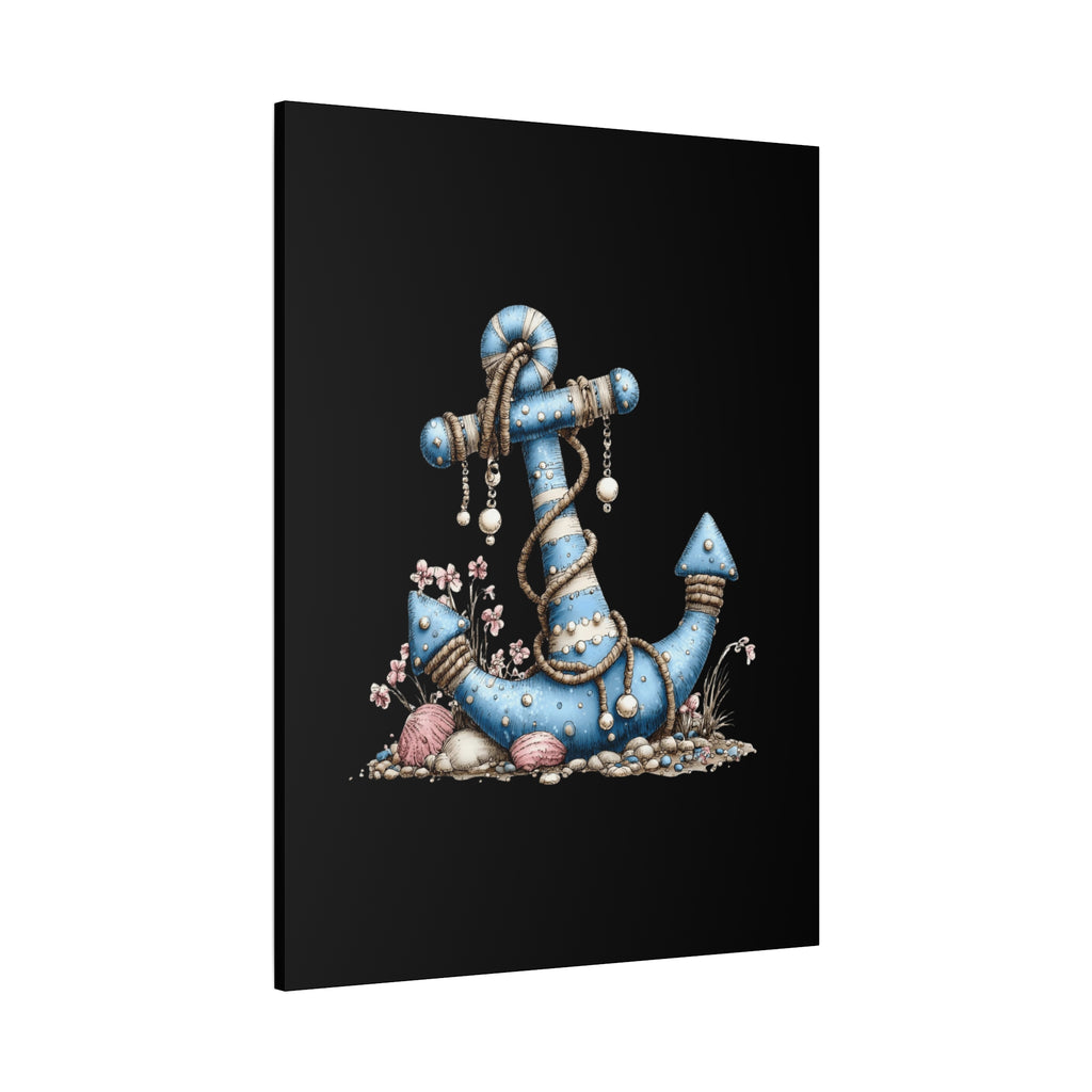 Nautical Blue Anchor Canvas Art — Coastal Wall Decor