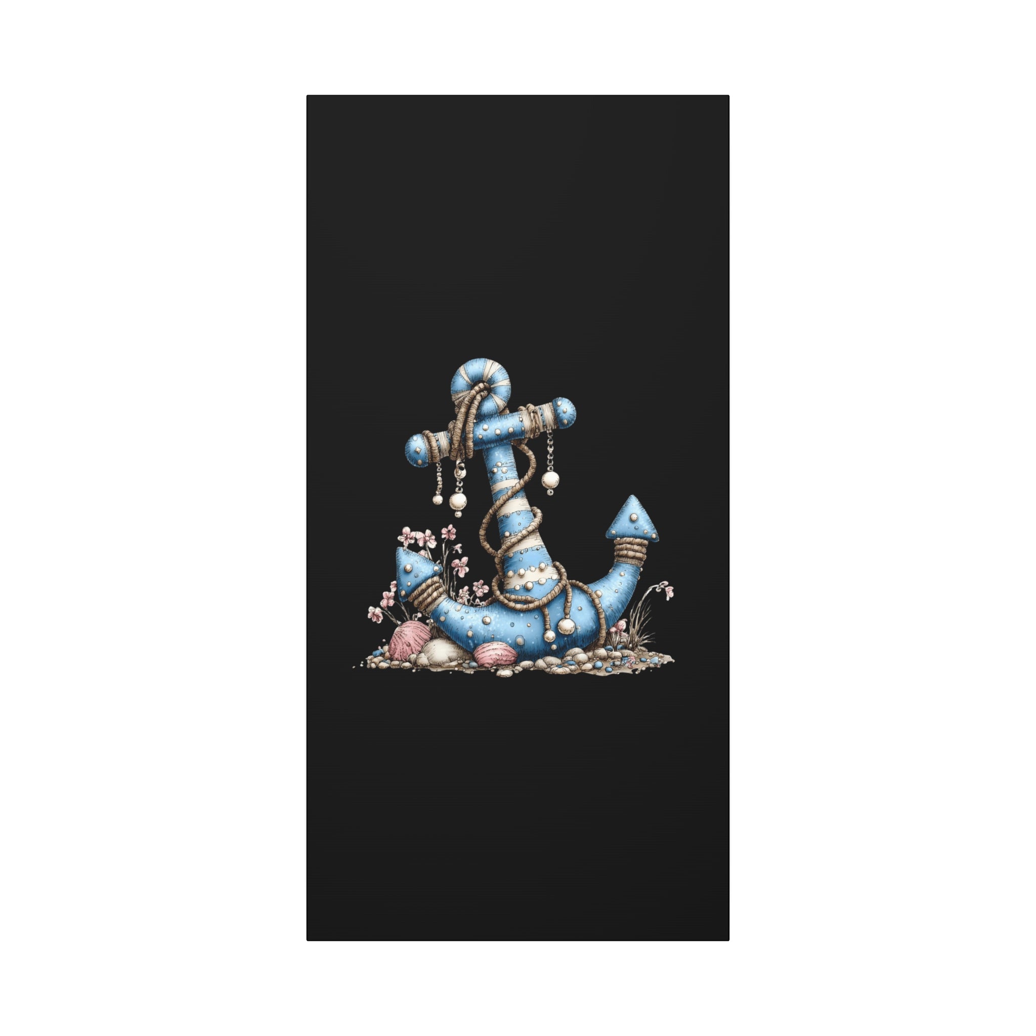 Nautical Blue Anchor Canvas Art — Coastal Wall Decor