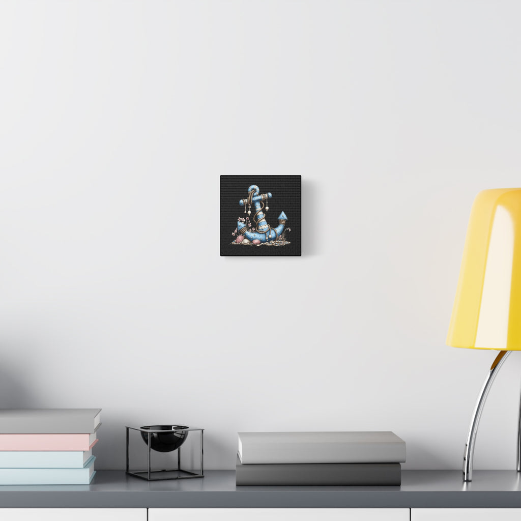 Nautical Blue Anchor Canvas Art — Coastal Wall Decor