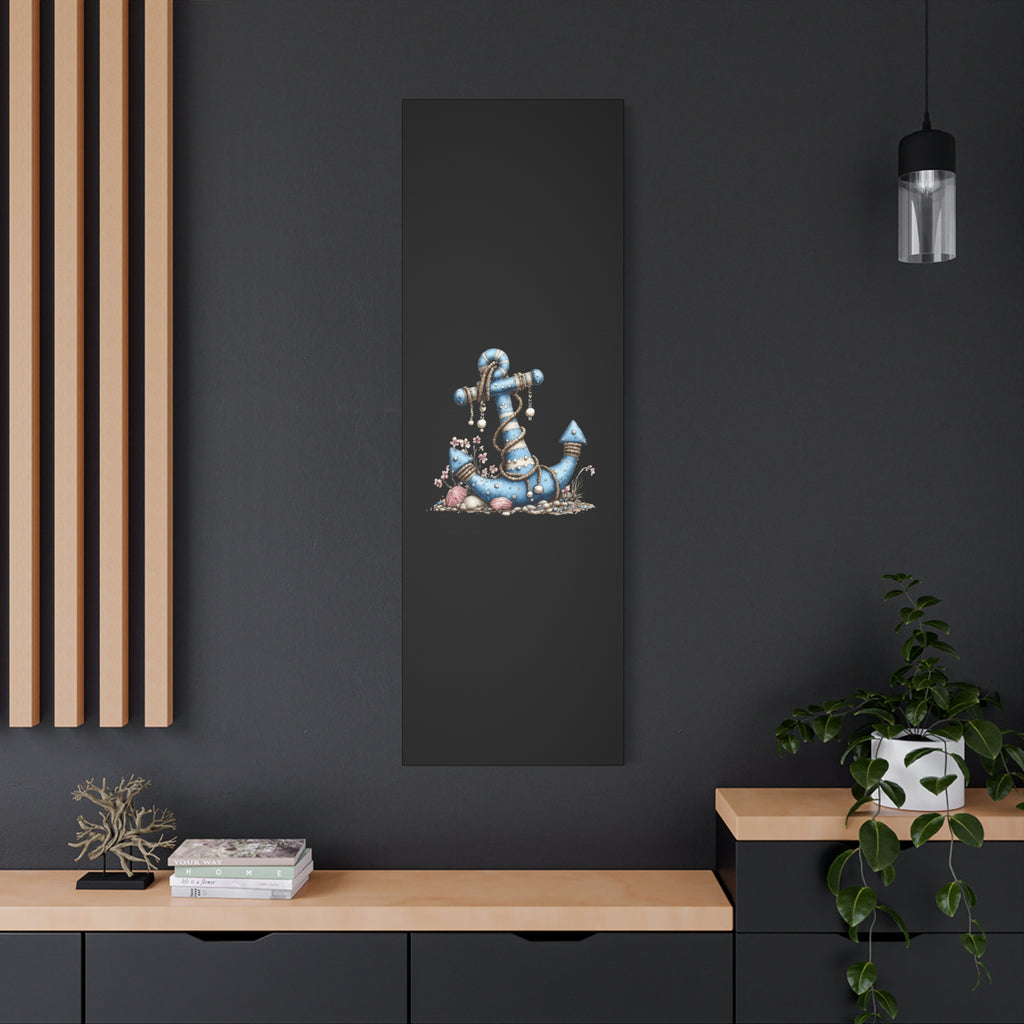 Nautical Blue Anchor Canvas Art — Coastal Wall Decor