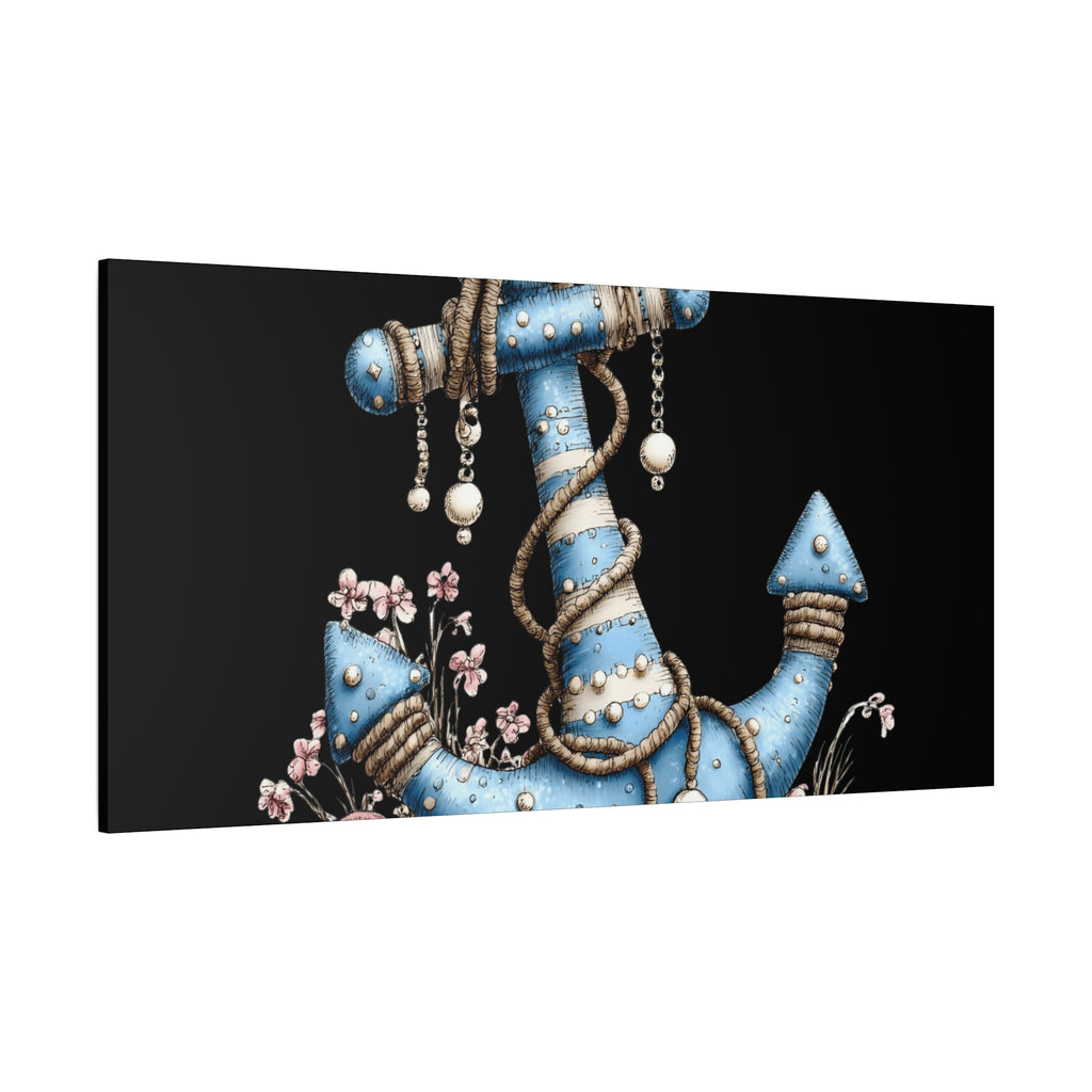 Nautical Blue Anchor Canvas Art — Coastal Wall Decor