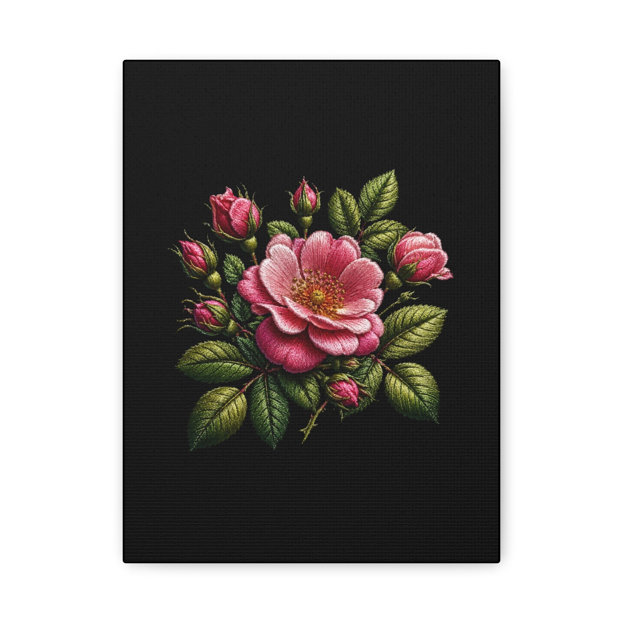 Pink Rose Bouquet Canvas Wall Art – Vintage Floral Matte Stretched Print