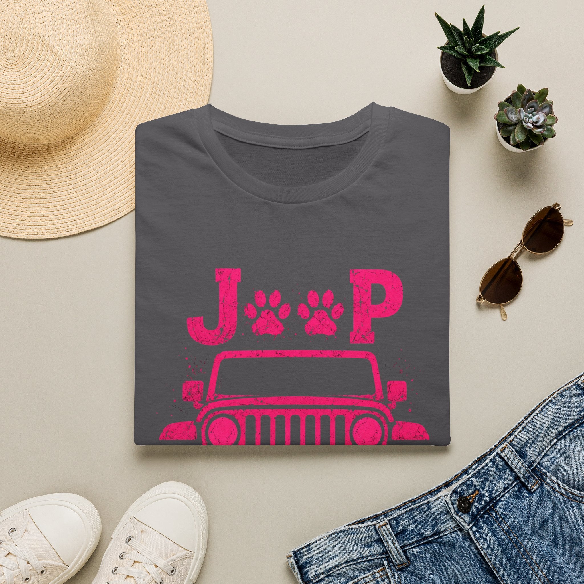 Jeep Girl Paw Print T-Shirt — Pink Jeep Graphic Tee for Women