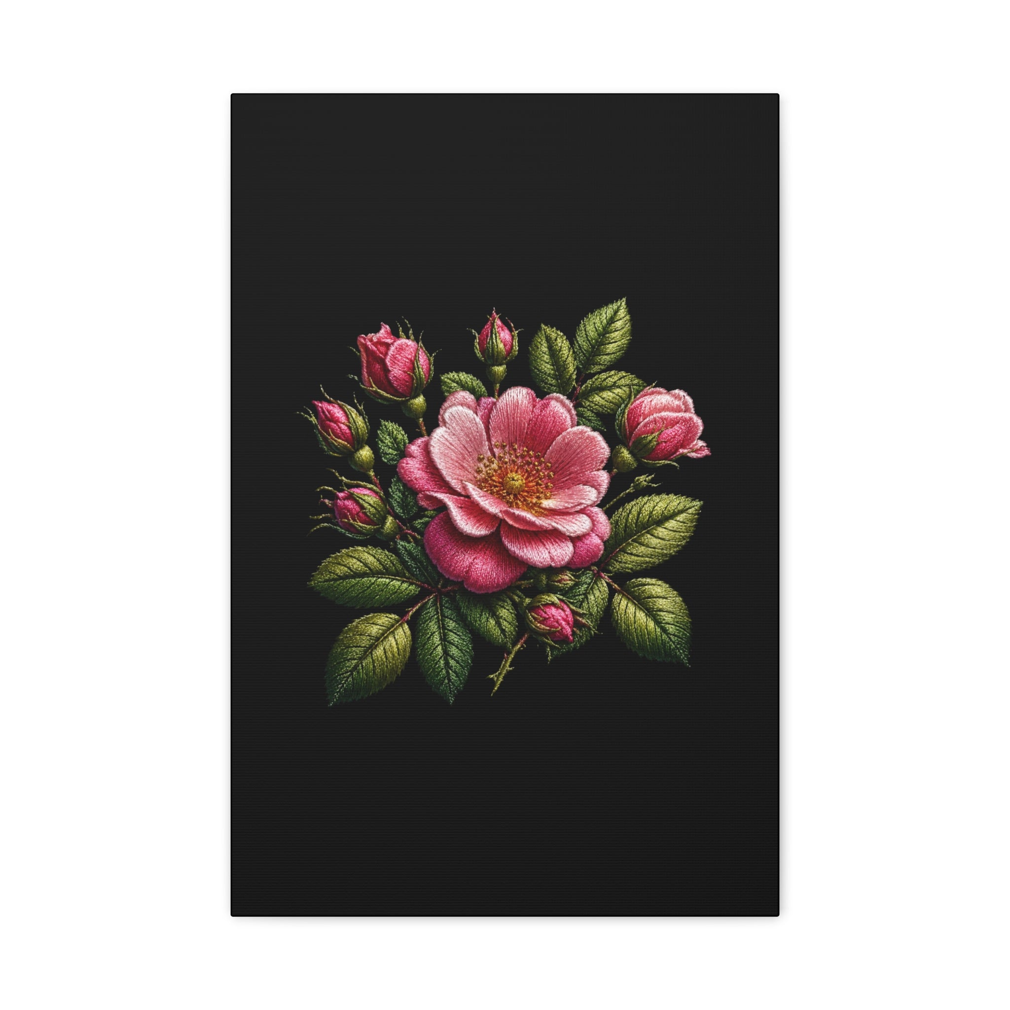 Pink Rose Bouquet Canvas Wall Art – Vintage Floral Matte Stretched Print