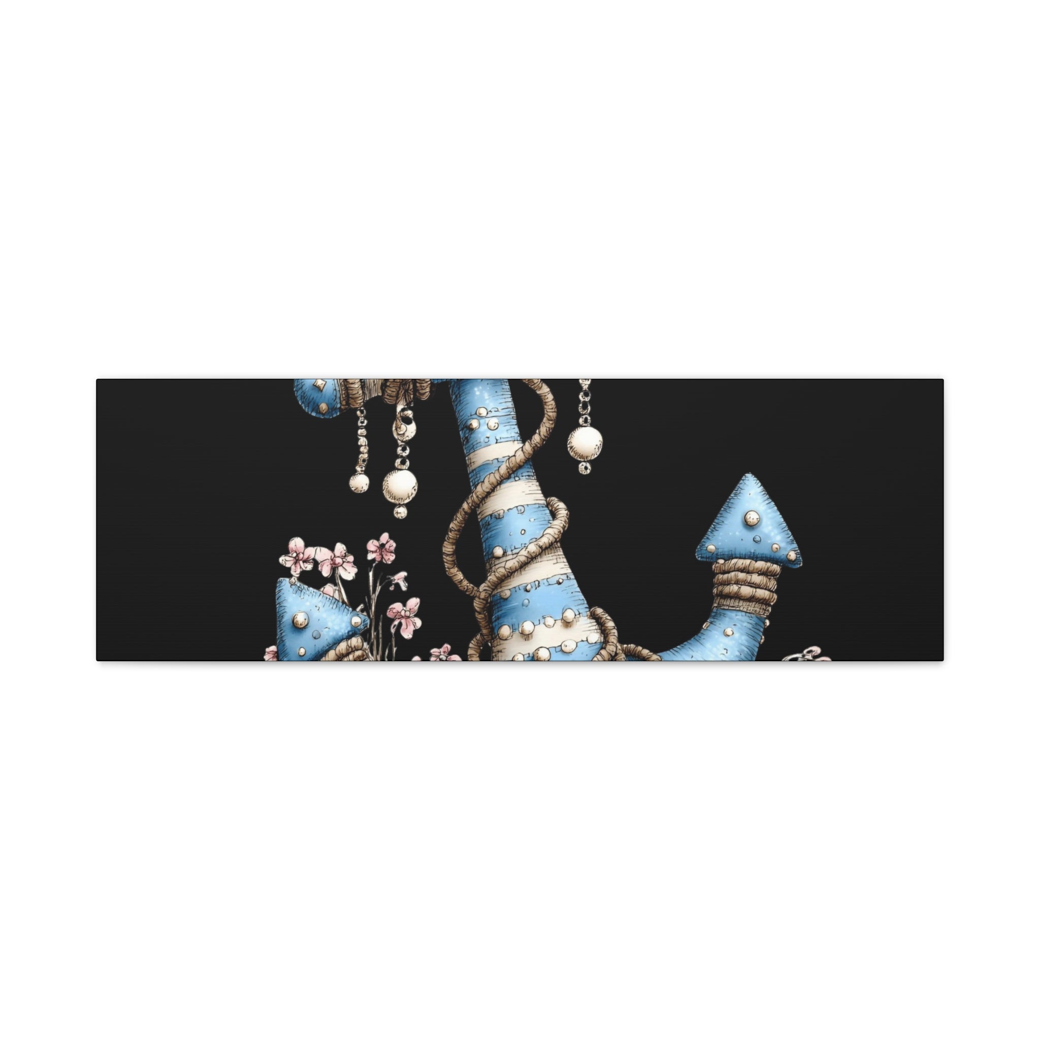 Nautical Blue Anchor Canvas Art — Coastal Wall Decor