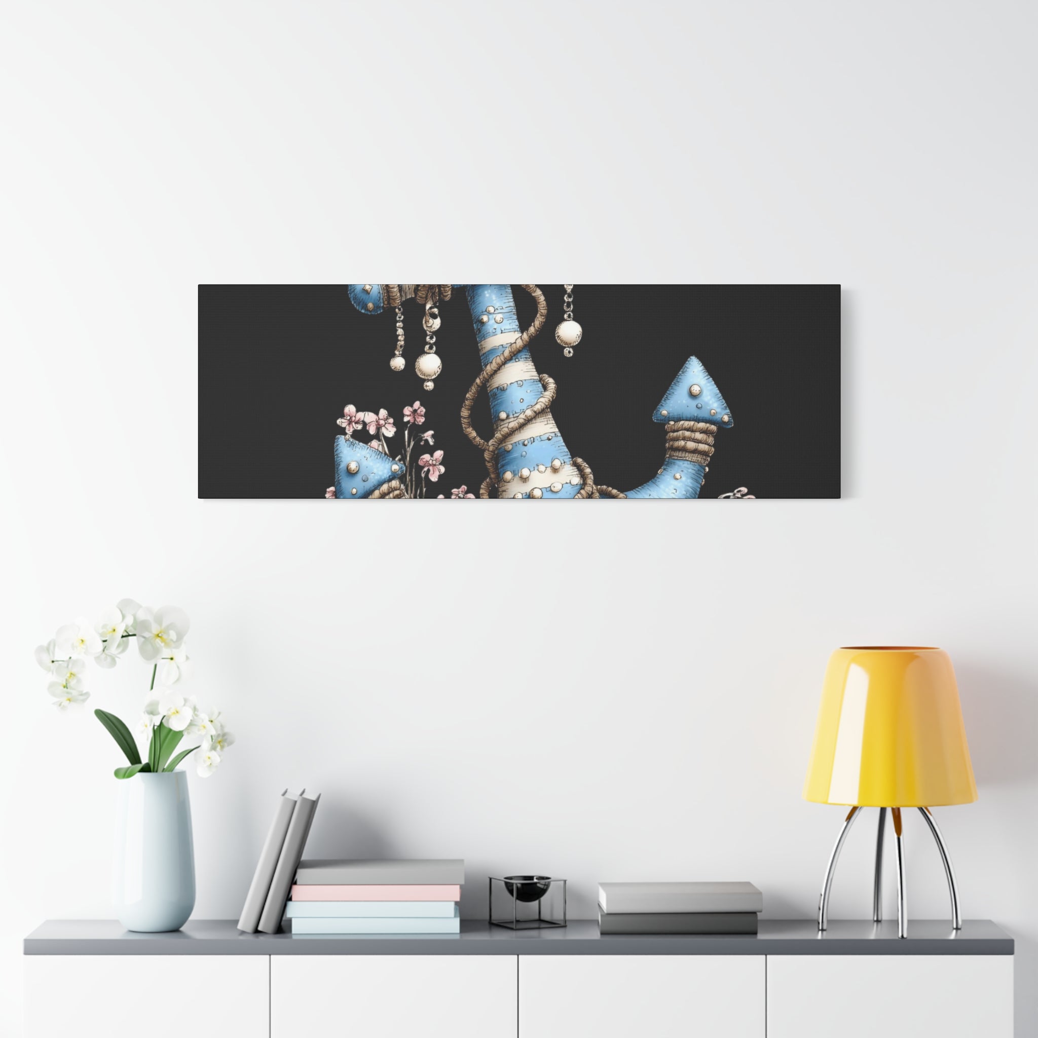 Nautical Blue Anchor Canvas Art — Coastal Wall Decor