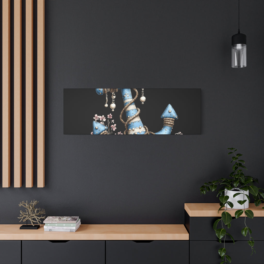 Nautical Blue Anchor Canvas Art — Coastal Wall Decor