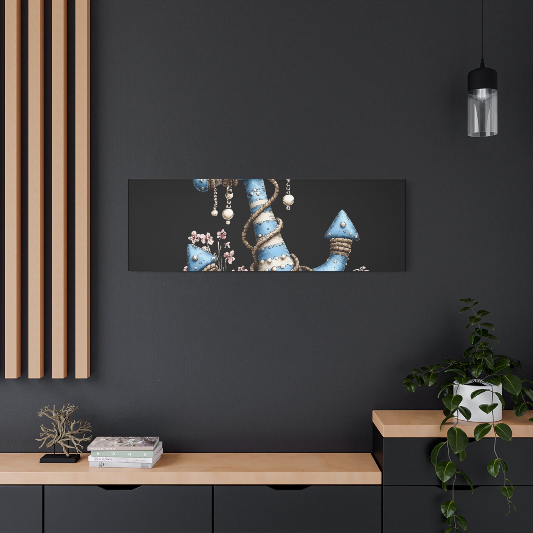 Nautical Blue Anchor Canvas Art — Coastal Wall Decor