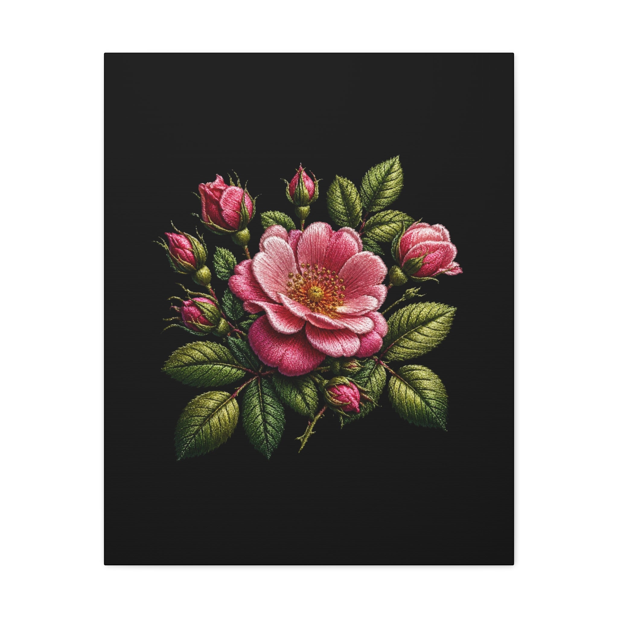 Pink Rose Bouquet Canvas Wall Art – Vintage Floral Matte Stretched Print