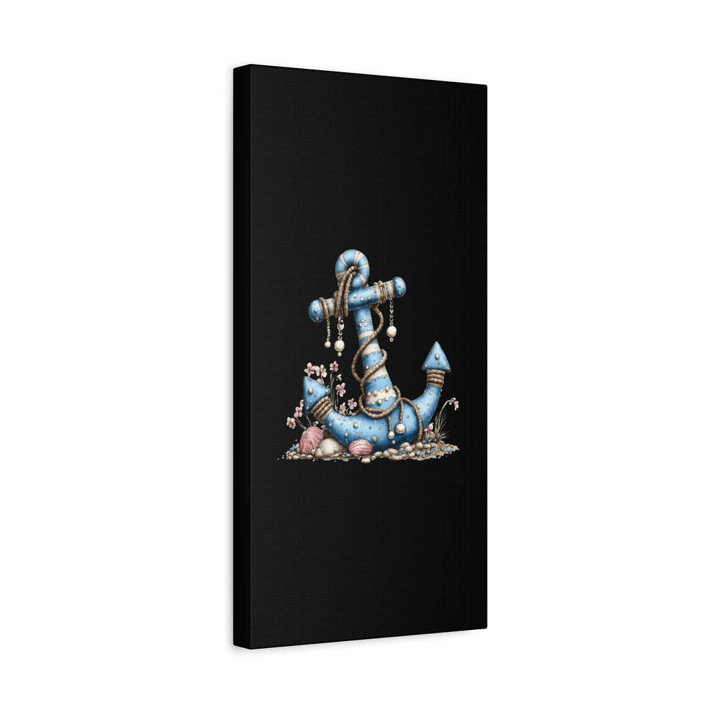 Nautical Blue Anchor Canvas Art — Coastal Wall Decor