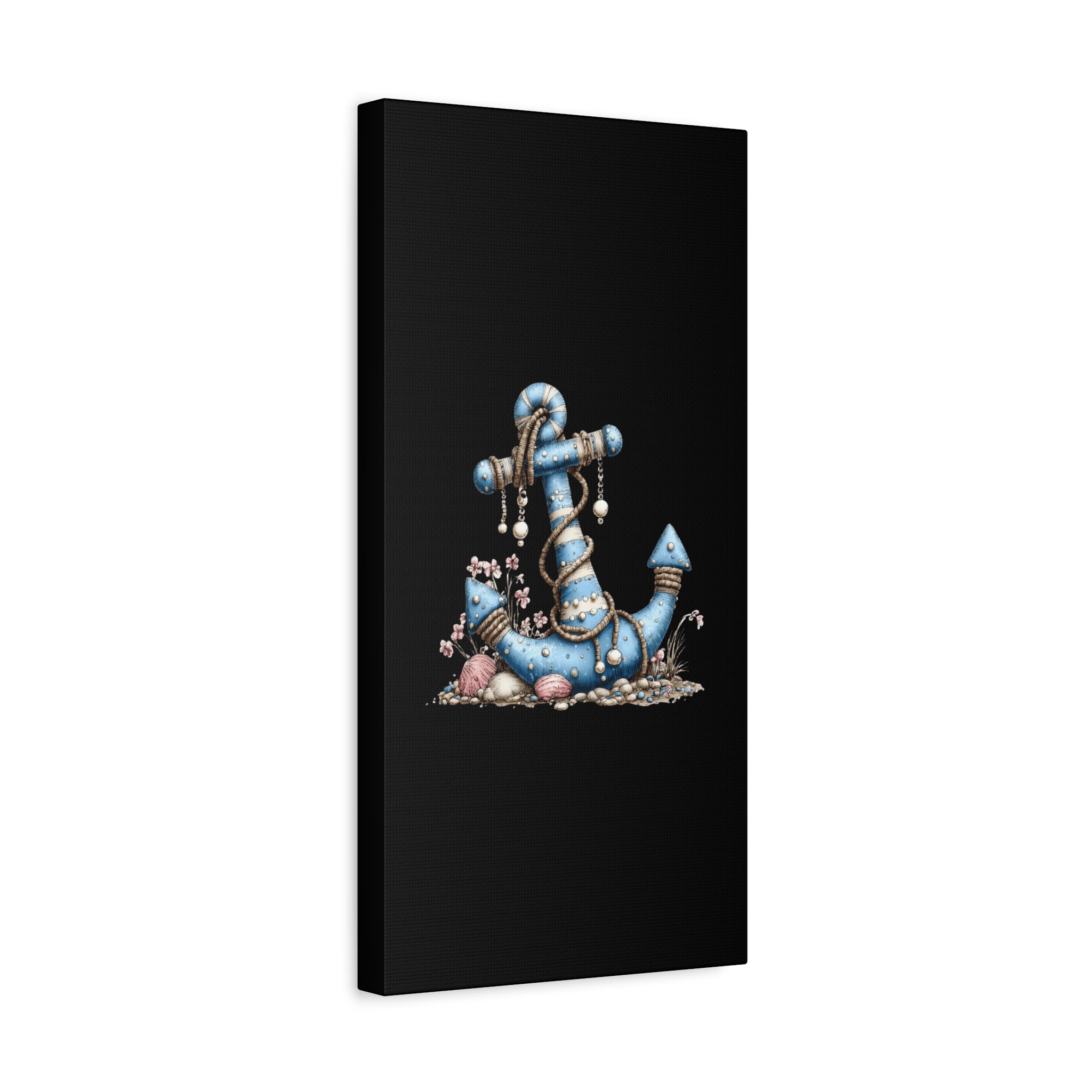 Nautical Blue Anchor Canvas Art — Coastal Wall Decor