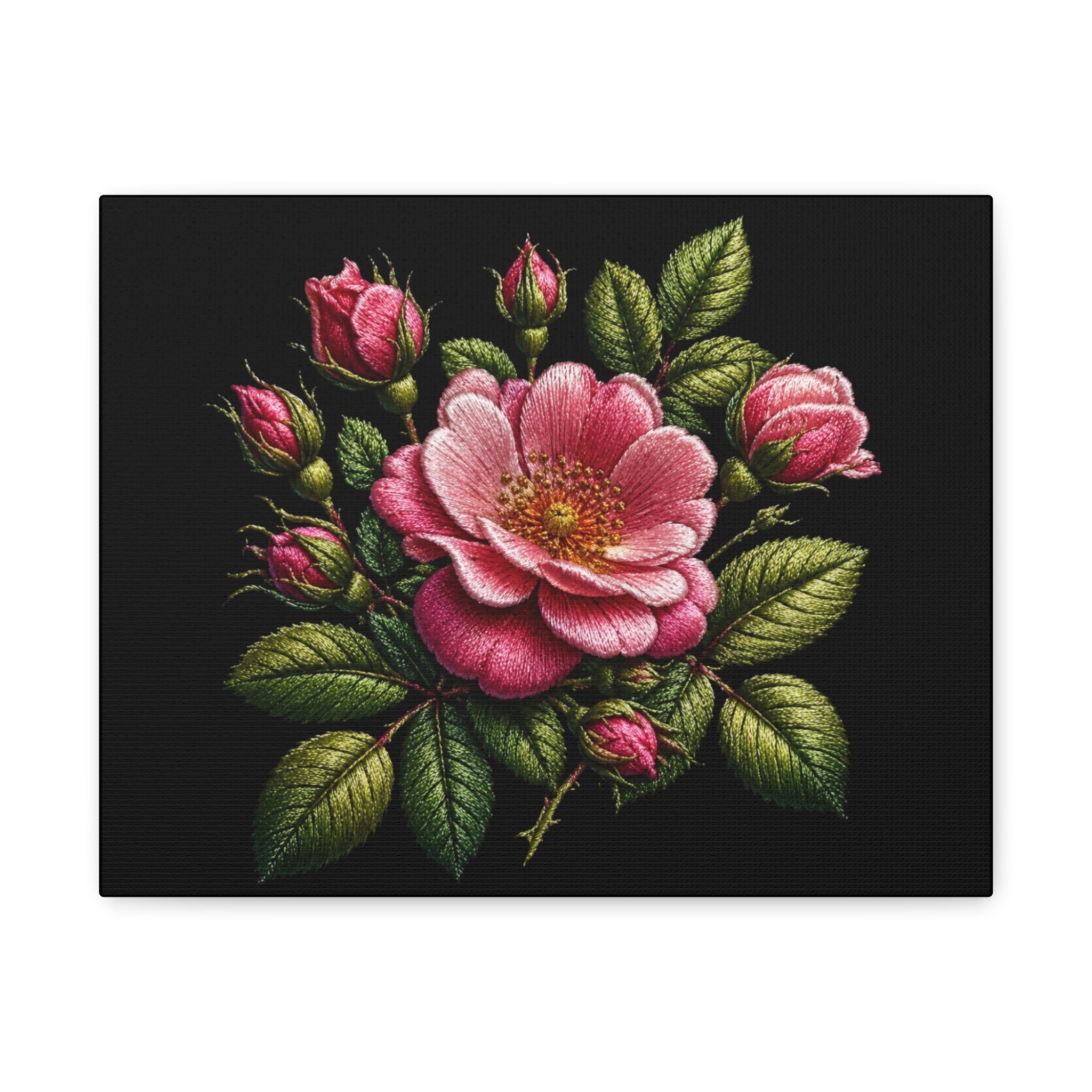 Pink Rose Bouquet Canvas Wall Art – Vintage Floral Matte Stretched Print