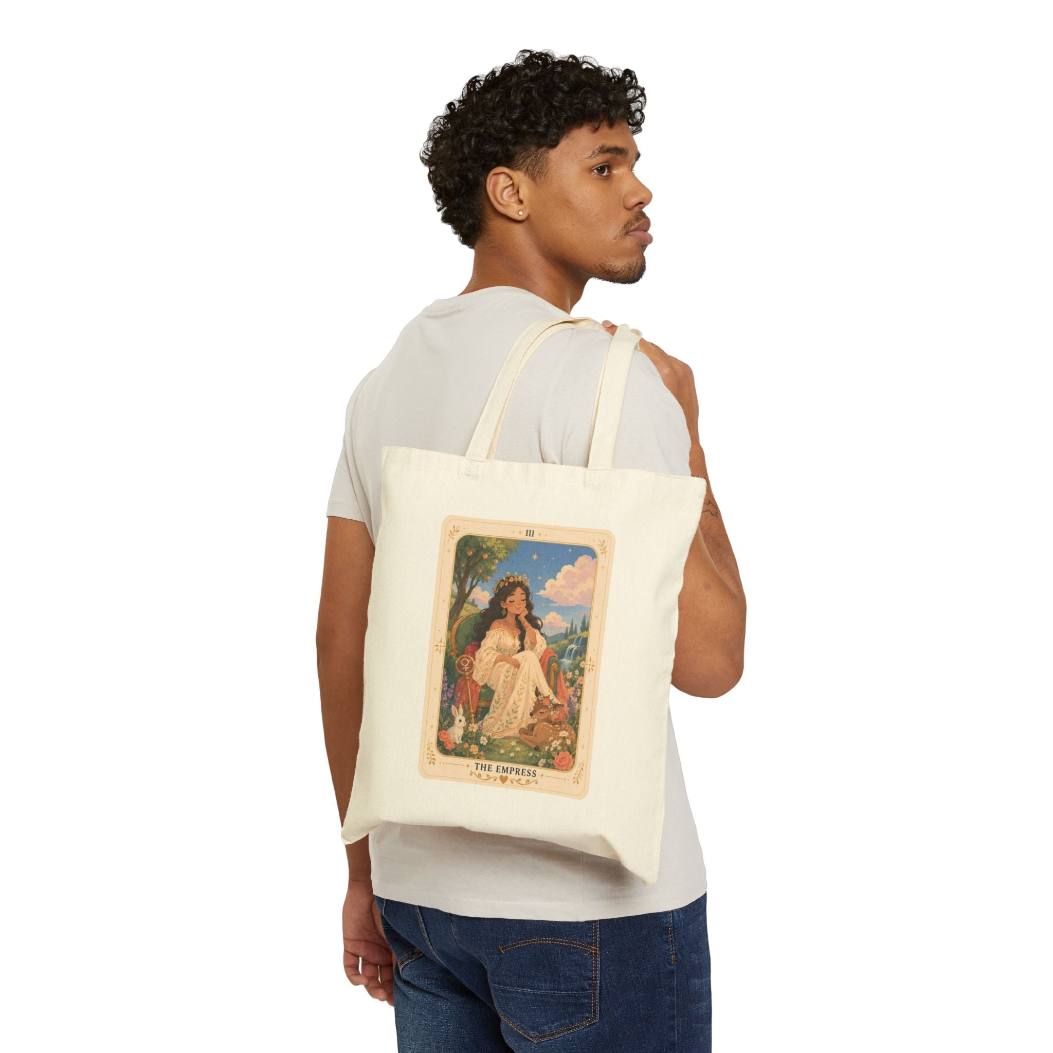 The Empress Tarot Canvas Tote Bag — Vintage Floral Witchy Market Tote