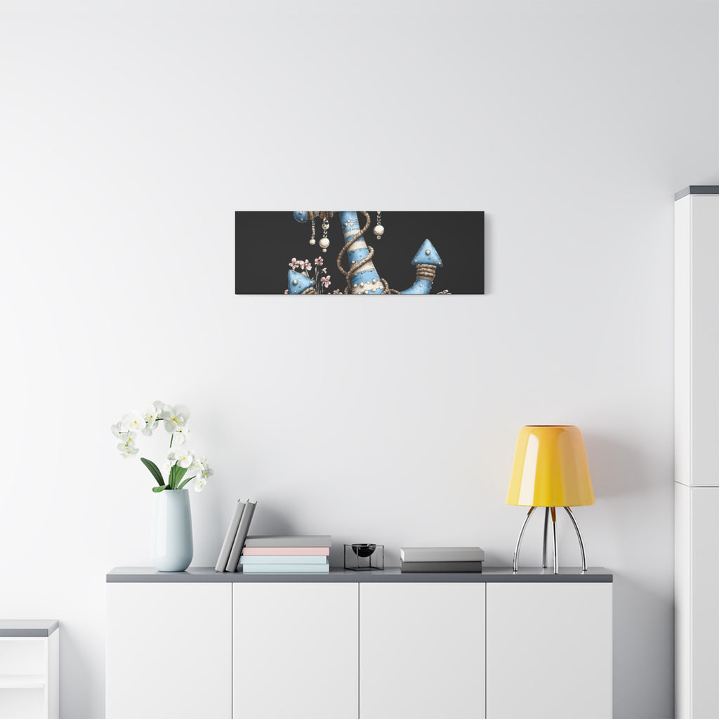 Nautical Blue Anchor Canvas Art — Coastal Wall Decor